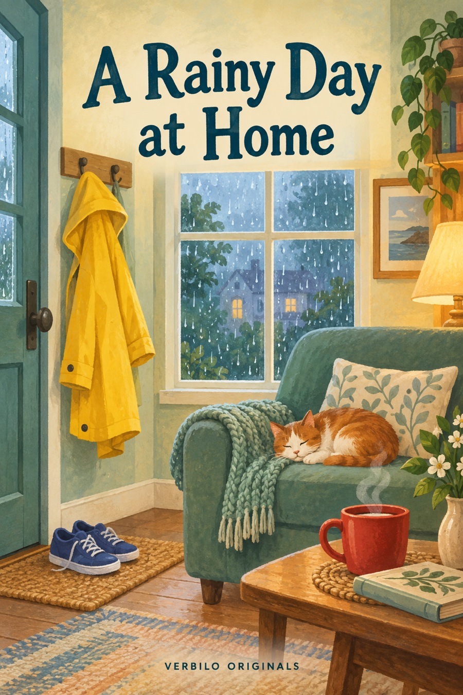A Rainy Day at Home — illustrated cover