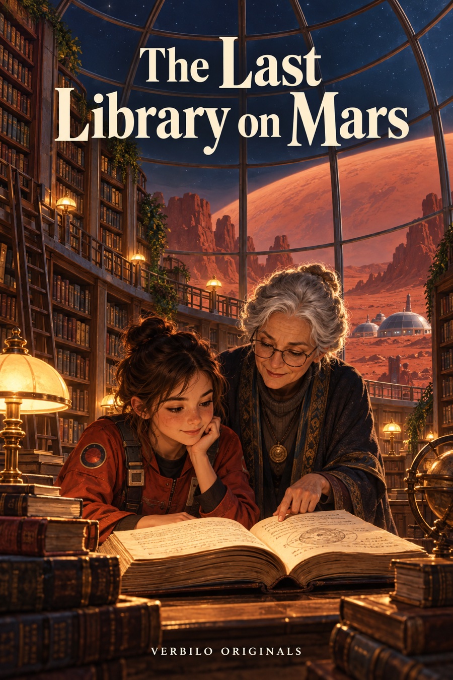 The Last Library on Mars — illustrated cover